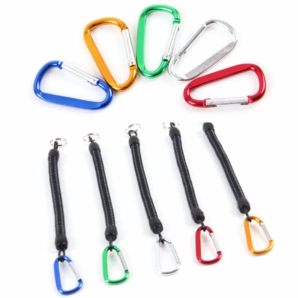 1Pc Fishing Lanyards Boating Ropes Retention String Rope With Camping Carabiner Secure Lock Tools Accessories |
