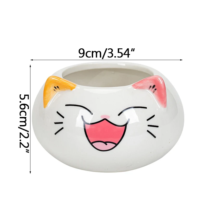 

6pc/set Korean Cartoon Cute Animal Flower Pot Round Cat Figurines Miniature Model Fairy Garden Decoration Planter Ceramic Pot