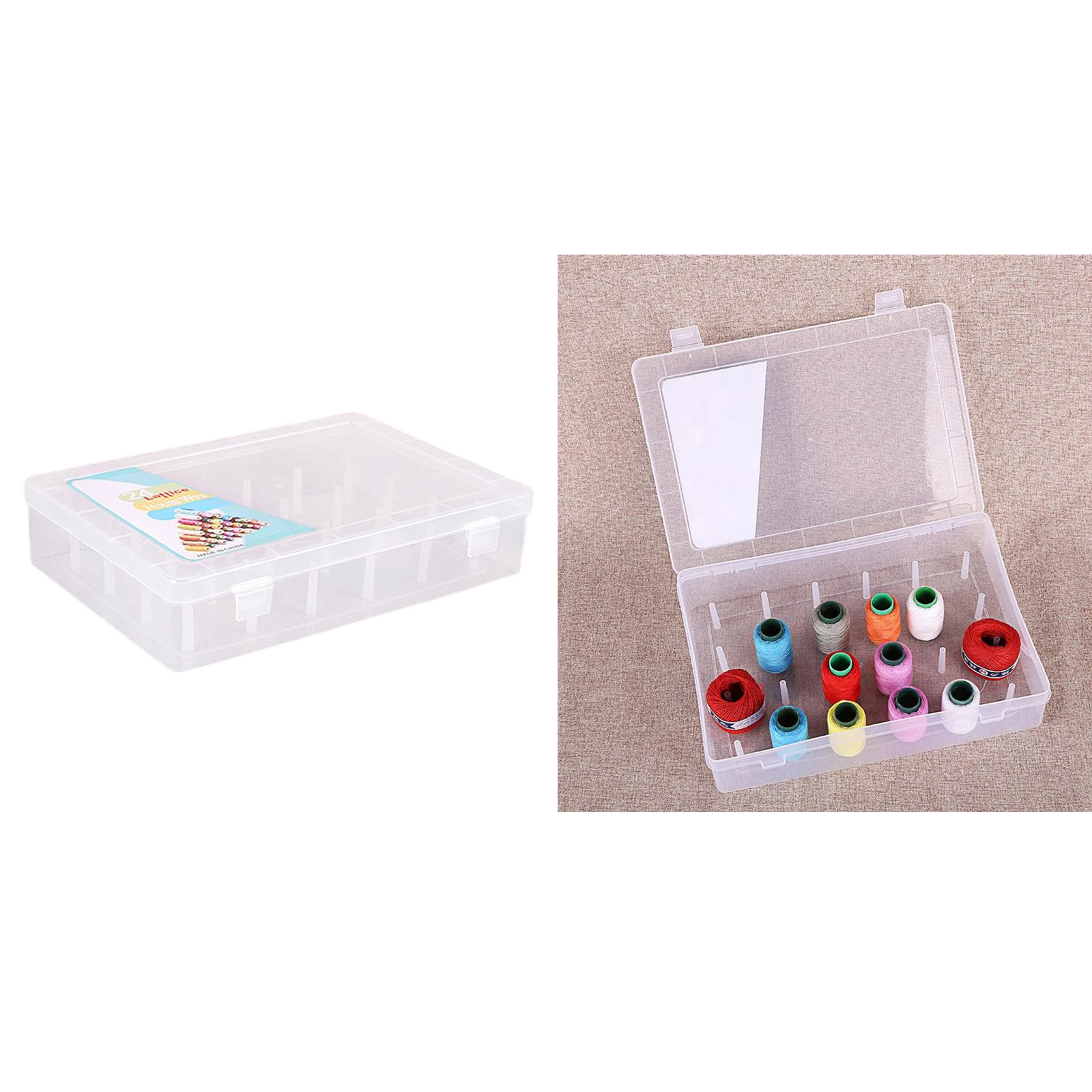 

28x19.5x6.3cm Thread Storage Box 24 Pieces Spools Carrier Spool