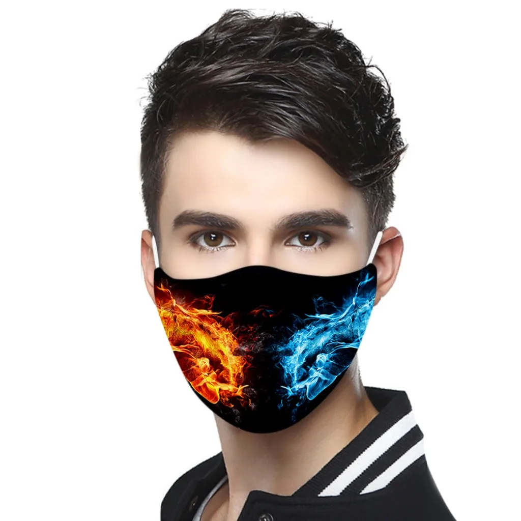 Взрослая модная шикарная 3D печать маска для лица моющаяся и многоразовая дышащая