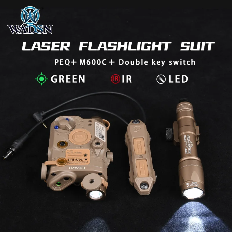 

WADSN Tactical Flashlight M600C PEQ15 Green Red Dot Laser IR Lazer LED White Light Remote Switch Pressure Pad Weapon Lights Kit