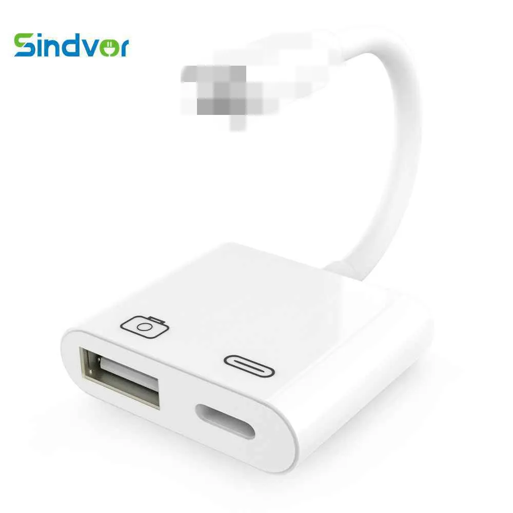 OTG адаптер для iPhone iPad 11 Pro X 8 USB камеры с зарядным портом кабель флеш накопителя