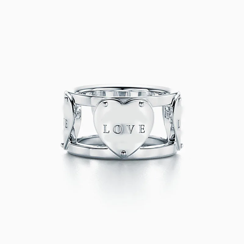

Men's heart 925 pure silver ring, 1:1 ladies classic fashion jewelry Festival lovers present