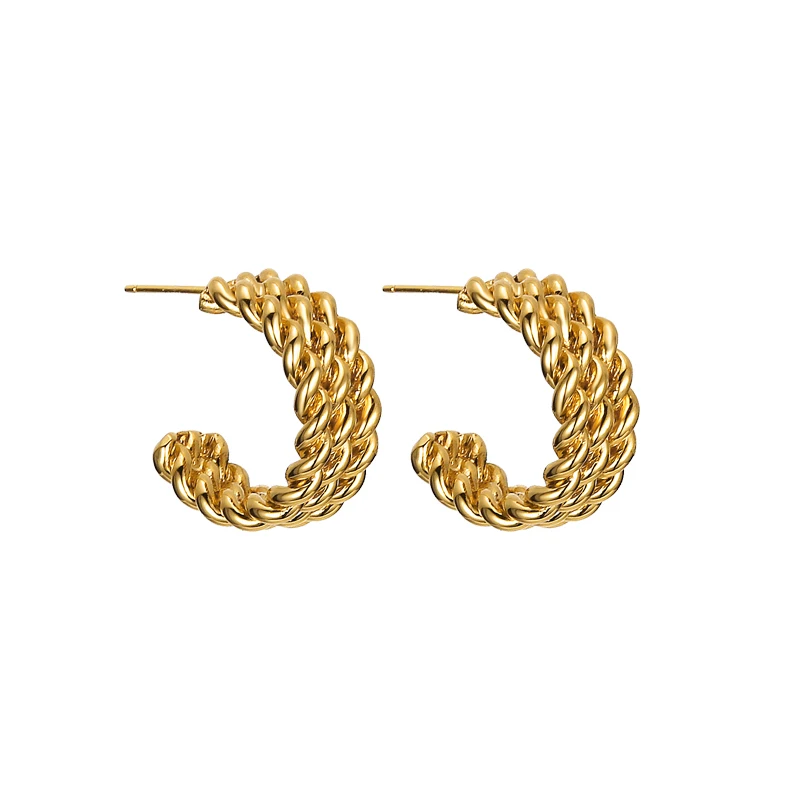 

7Rings Modern Design Class Style Half Circle Gold Earrings for Women for Party and Wedding