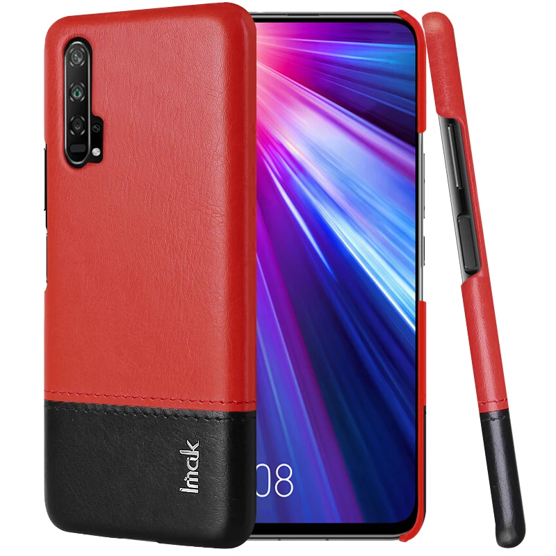 Роскошные Чехлы Imak Ruiyi для huawei Nova 5t Honor20 Honor 20 Pro, тонкий чехол для задней крышки телефона, жесткий чехол для ПУ ПК, облегающие накладки - Цвет: Red and black