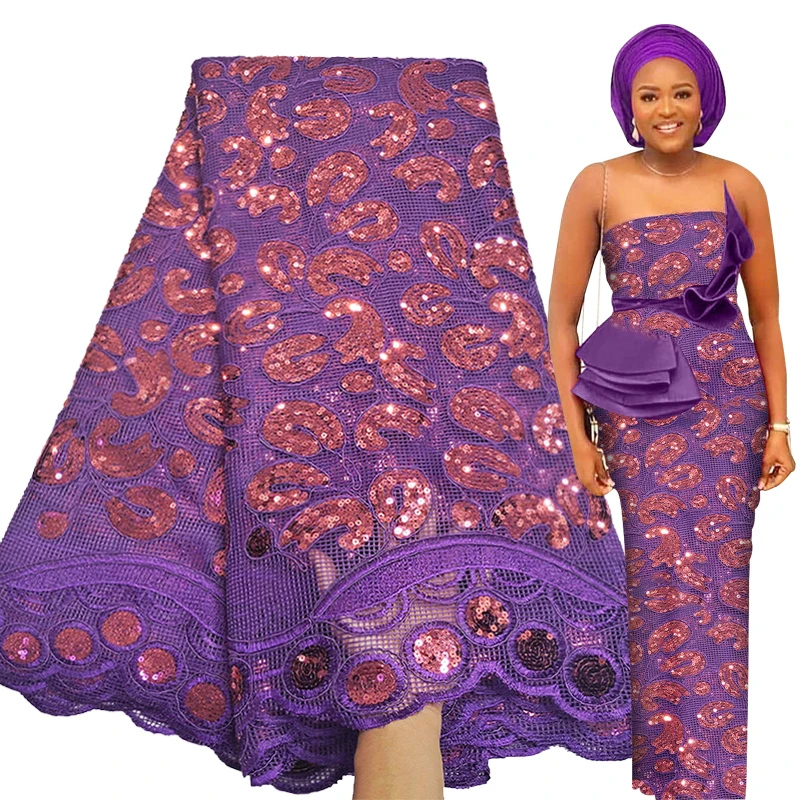 

Bestway Stunning Sequin African Lace Fabric 2021 High Quality Mesh Rope Embroidery Nigerian Party Robe Sew French Lace 5 Yards