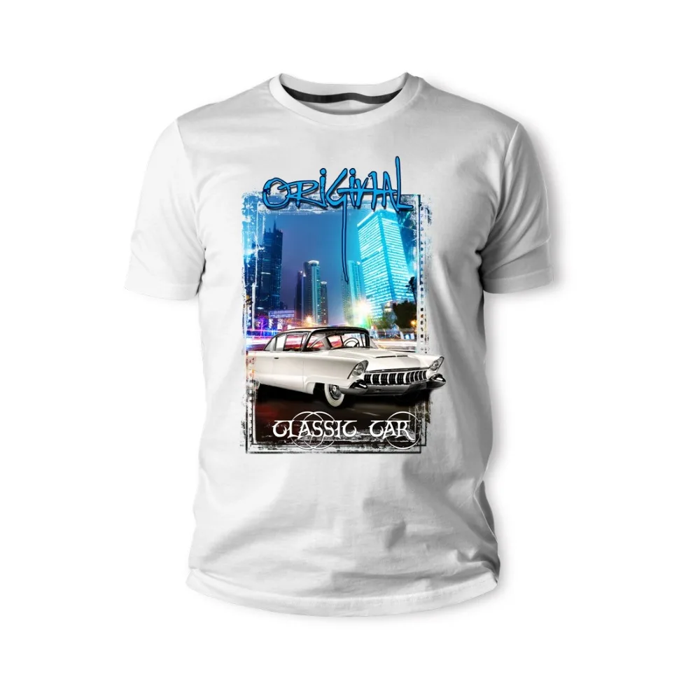 Футболка Классическая американская Muscle Car Creme Deluxe Weiss Auto Youngtimer Oldtimer Herren Новая