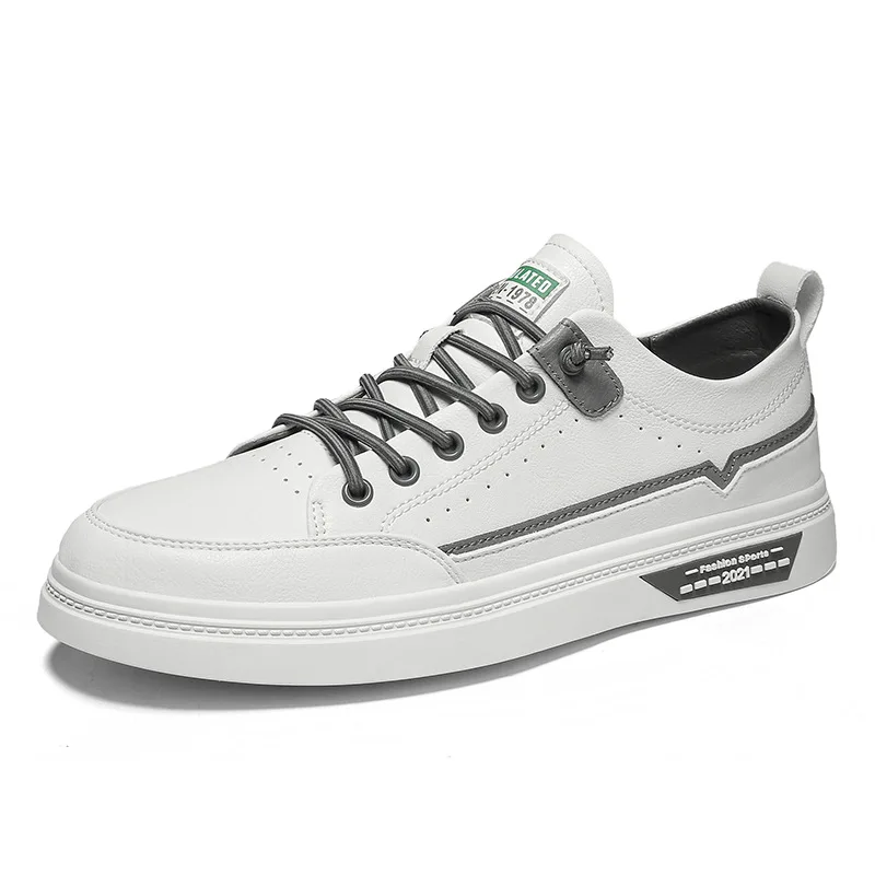 

New high-quality white shoes 2021 spring and autumn fashion microfiber leather board shoes low-top casual sports men's shoes