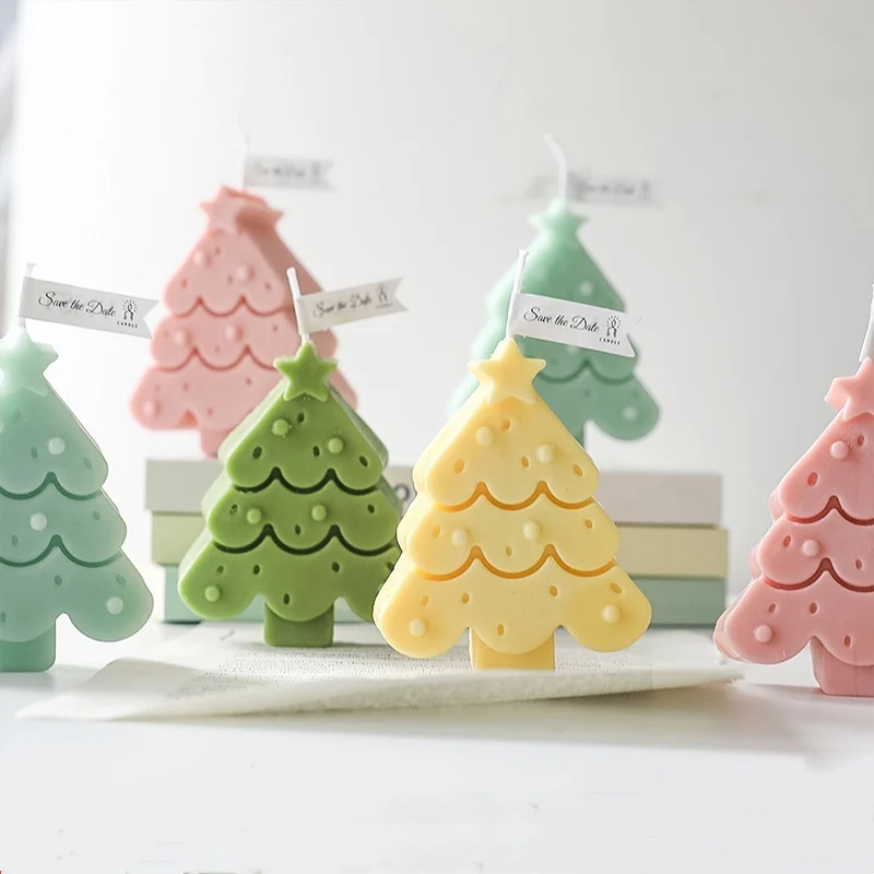 

Handmade Christmas Tree Scented Candles Room Wax Craft Wedding Engagement Party Home Decor Fragrance Present Photography Props