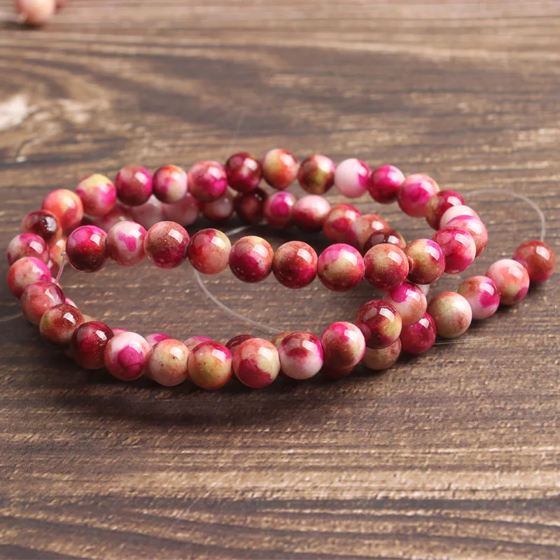 Lan Li fashion natural Jewelry Peach colorful jades Loose beads DIY woman bracelet necklace ear stud accessories | Украшения и