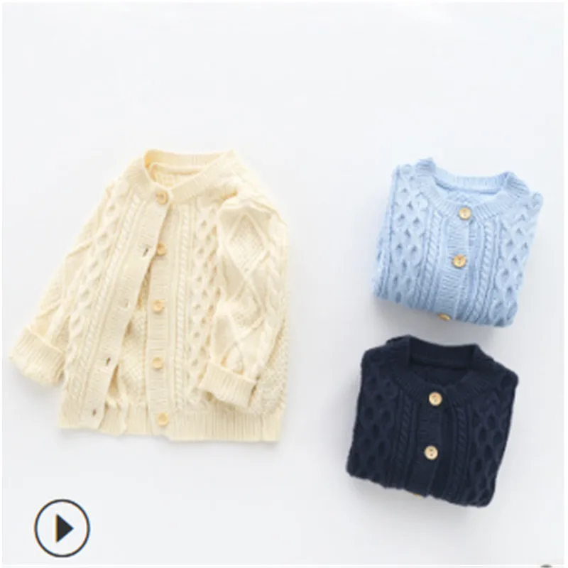 Зимняя одежда для новорожденных Свитер малышей Повседневный вязаный кардиган