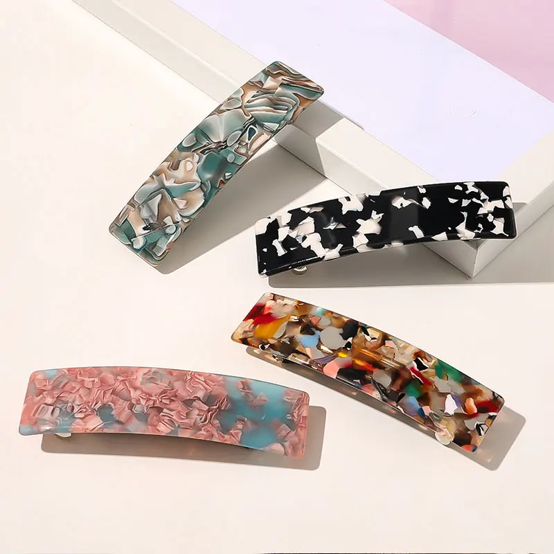 

Bling Glitter Hair Clip Metal Resin Leopard Marble Hairpin Hairgrips Acetate Colorful Barrette Geometric Hair Accessories Hot