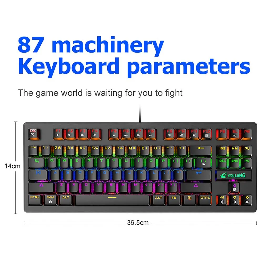 

87-Key USB Wired Punk Mechanical Keyboard Computer Desktop Wired Keyboard LED Backlight For Office Professional Gaming Keyboard