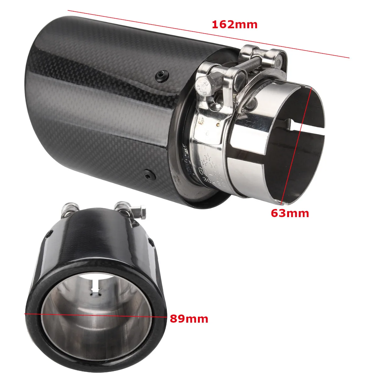 Универсальный автомобильный глушитель 2 дюйма 5 3 глянцевый черный Углеволокно