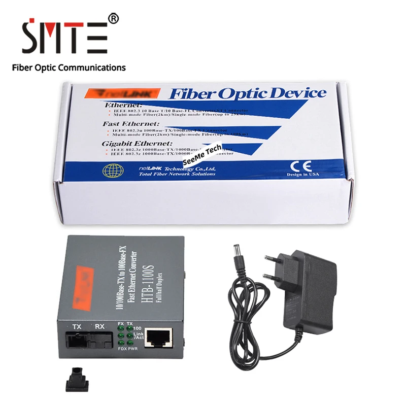 Оптический медиа конвертер HTB 1100S A/B 25 км 10/100 Мбит/с RJ45 одномодовый TX RX SC 1550nm