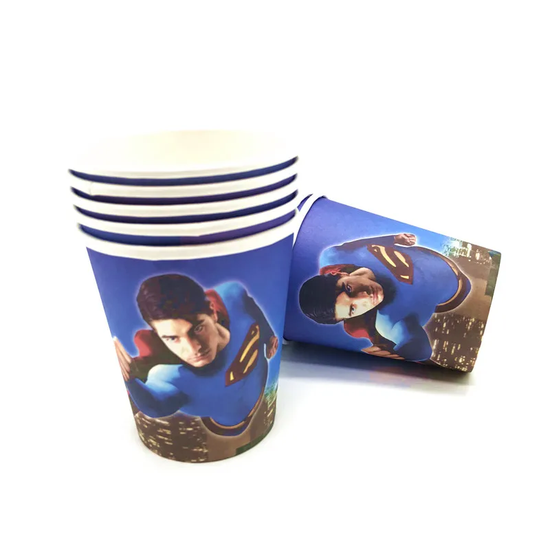 

61PCS/lot Superman Theme Tableware Children Birthday Party Paper Cup Plate Napkin Wedding Dish Glass Tissue Tablecover Supply