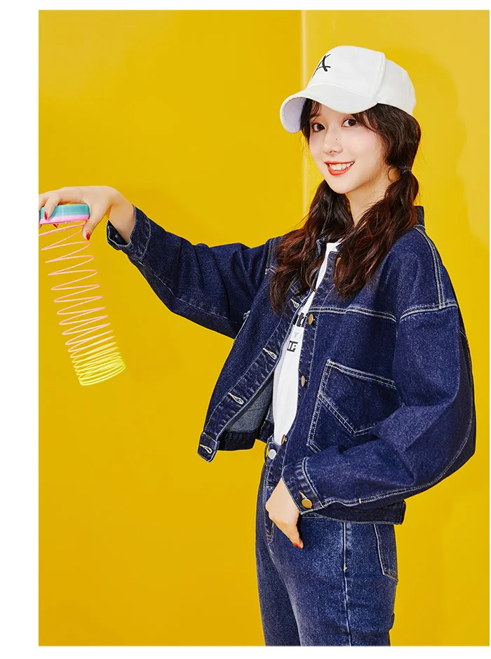 Женская короткая джинсовая куртка LEIJIJEANS, классическая повседневная темно-синяя куртка из денима c пуговицами на спине, новая модная модель больших размеров от S до 6XL