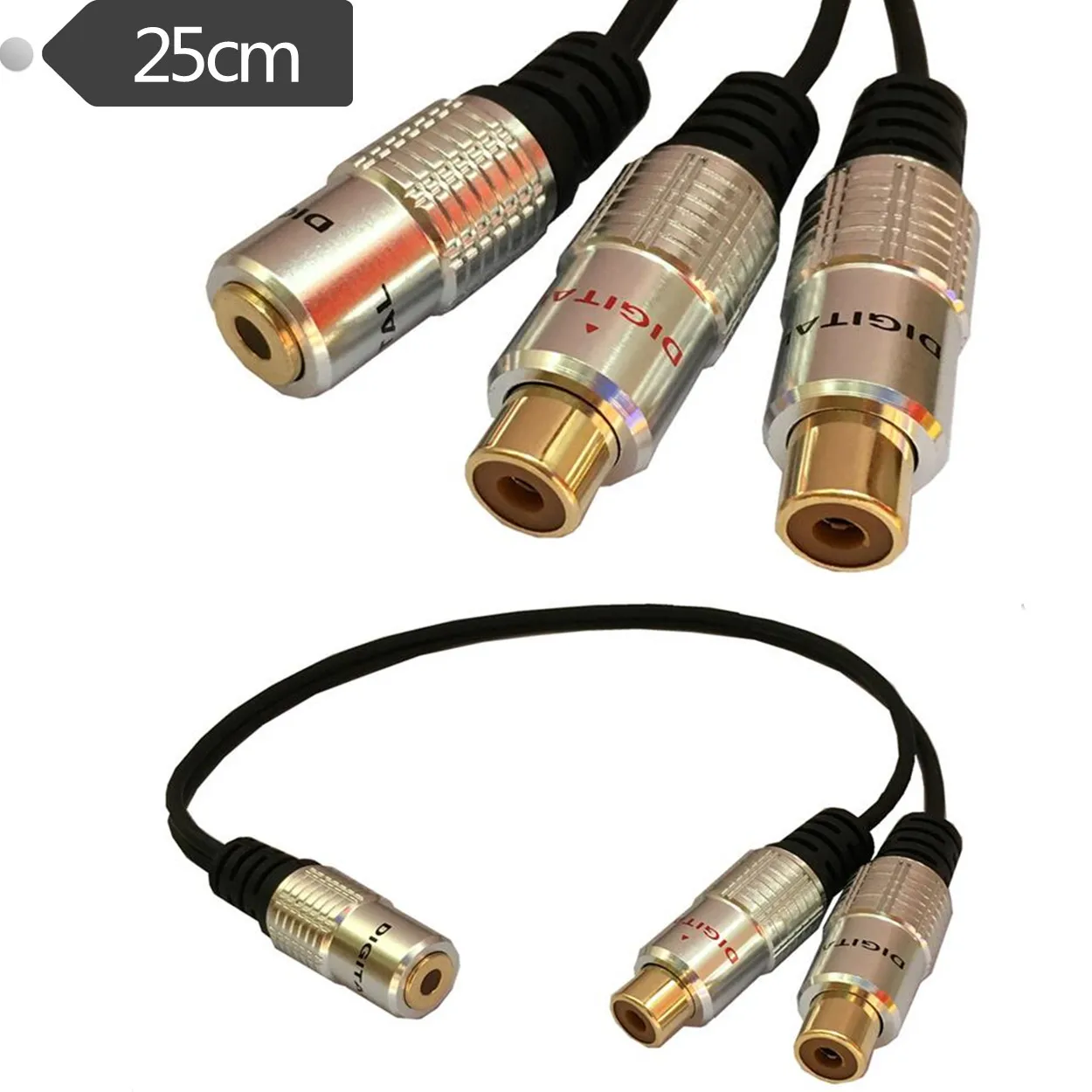 

3.5mm Mini Stereo Female to 2 RCA Female Jack Audio Adapter Splitter Cable 2RCA Female to 3.5mm Female Adapter Cable 25CM