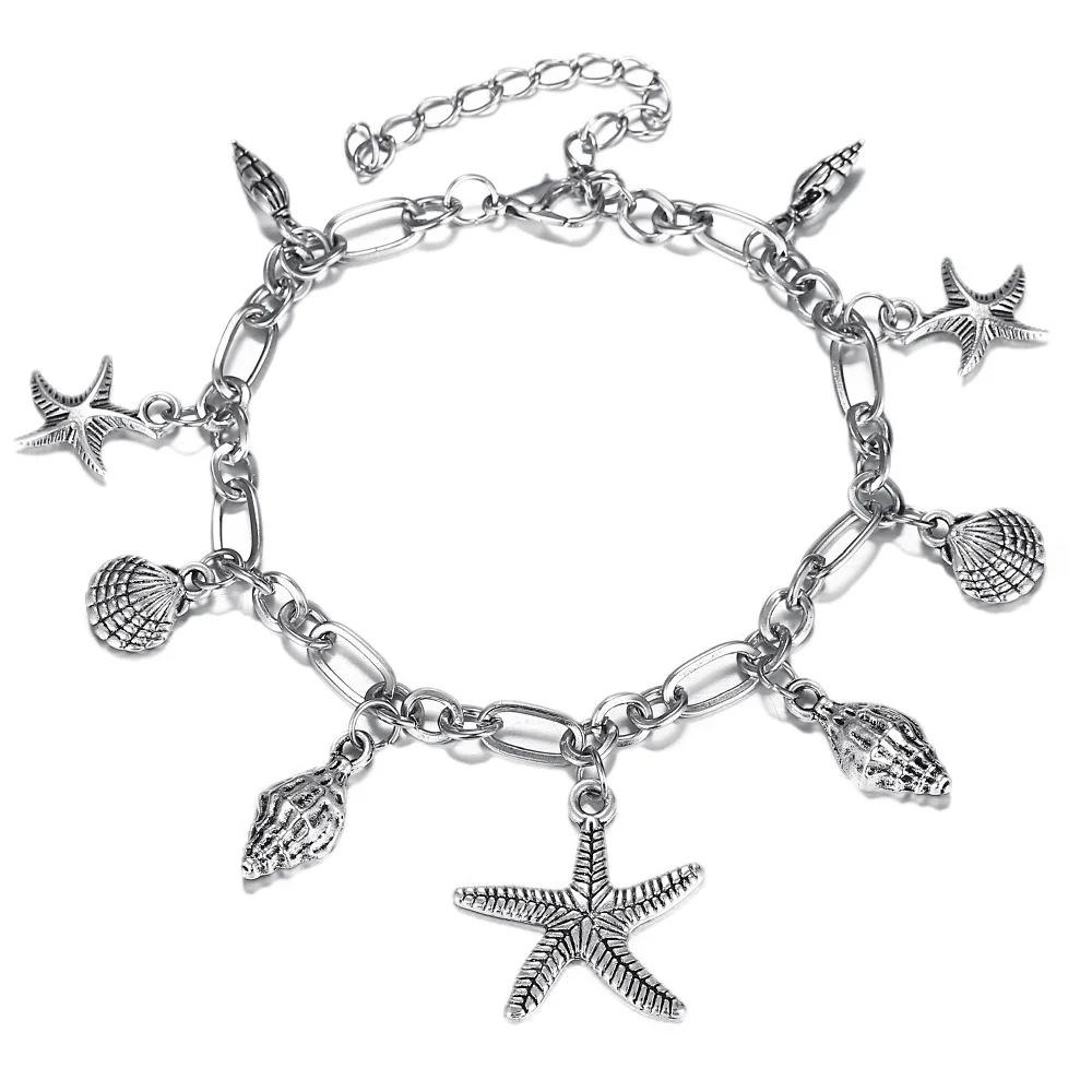 Браслет на ногу с морской звездой кулон ракушка креативные простые украшения для