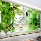 Фотообои для гостиной, спальни, кабинета, с 3D изображением кругов, зеленого бамбукового леса