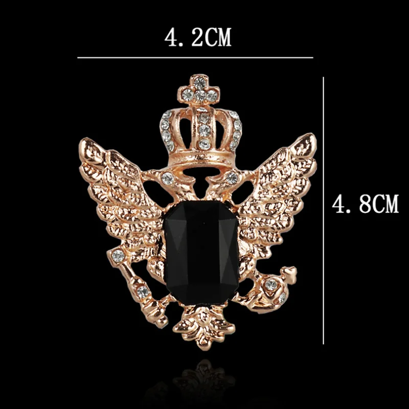 Crystal crown men brooch small suit double-headed eagle wings Fashion male corsage crystal chain tassel badge pin | Украшения и