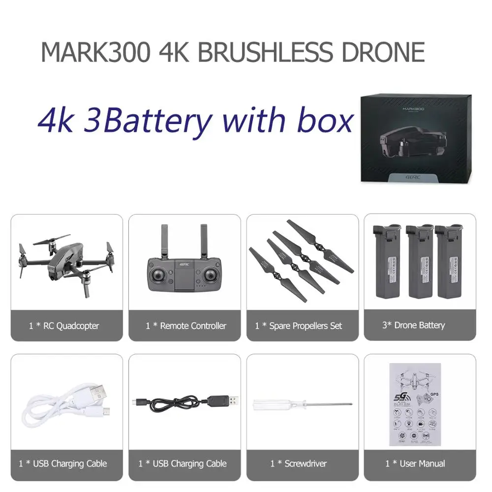 4K 3B with Box Gps Радиоуправляемый Дрон с камерой 4K 5G Wifi оптический поток позиционирования управление жестом 25 мин Flighting бесщеточный Радиоуправляемый квадрокоптер MARK300 - Цвет: 4K 3B with Box
