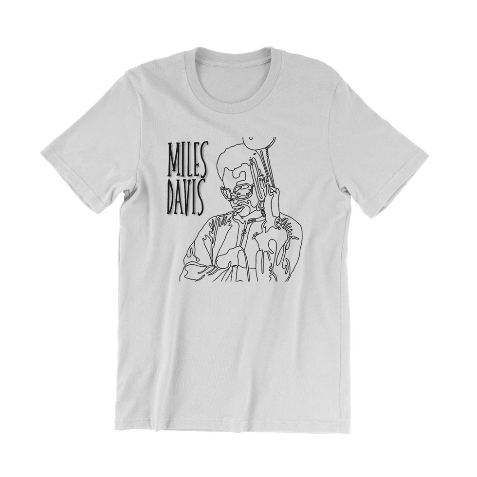 Футболка Miles Davis джаз труба легенда эскизы в Испании вид синего цвета Coltrane высокое