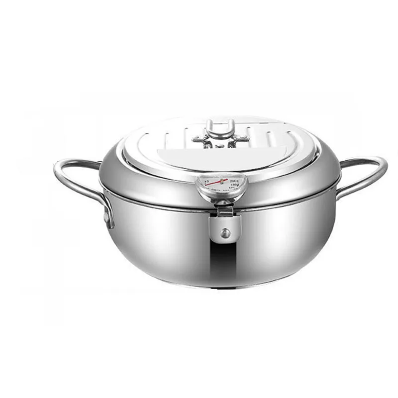 

Household Mini Induction Cooker Stainless Steel Tempura Frying Pan Temperature Control Fried Chicken Frying Pan Kitchen Tool