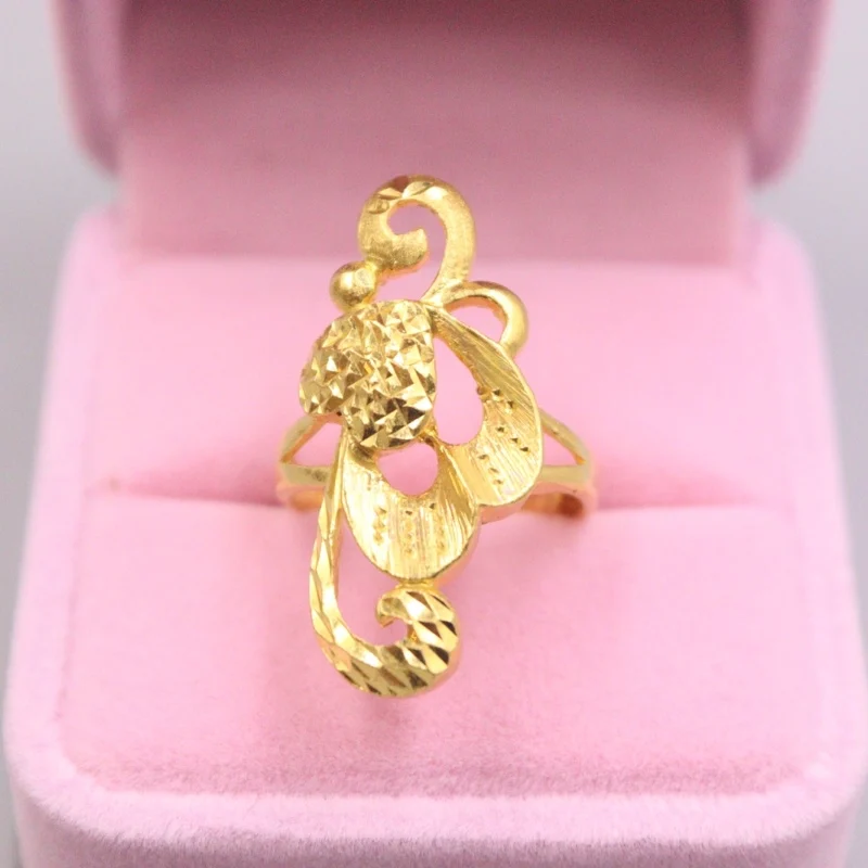 

Pure 999 24K Yellow Gold Ring 3D Special Butterfly Heart Big Ring Women Lucky Gift 8.2g