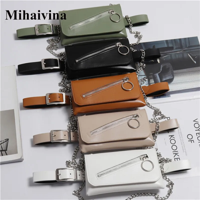 Забавная Кожаная поясная сумка Mihaivina для женщин модные женские мессенджеры на