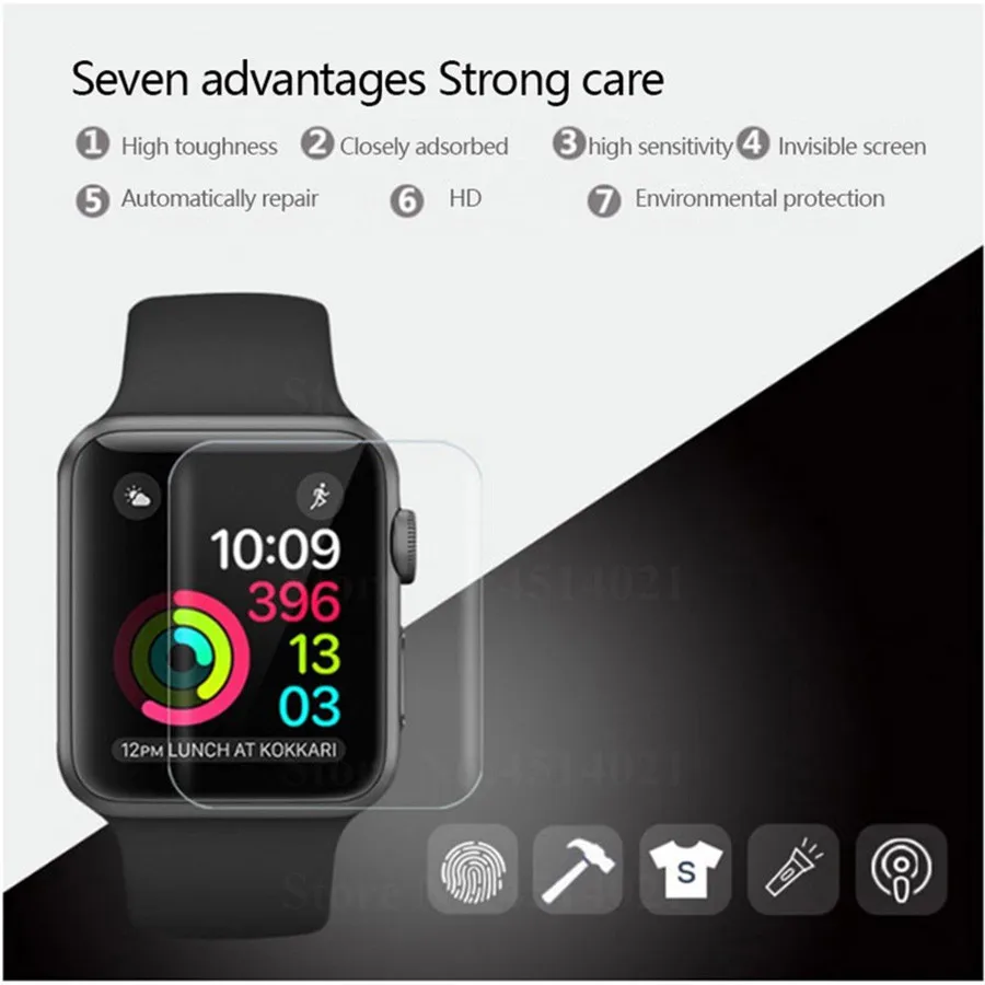 9D полное покрытие мягкая защитная пленка TPU для iWatch Apple Watch серии 2/3/4/5 38 мм 42 40 44