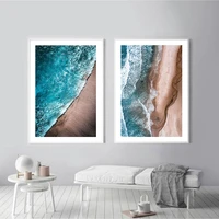 blue wave beach poster beach aerial canvas painting seascape art print norbic wall picture for living room home decor