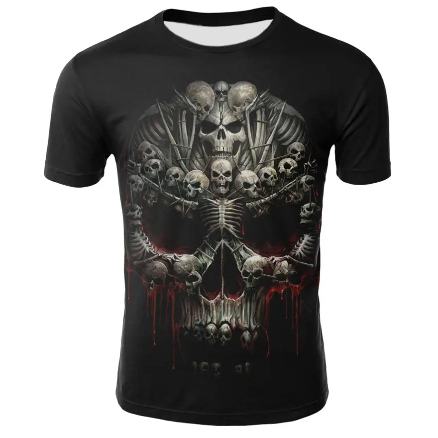 

2020 new 3D printing effect men's t-shirt horror skull short-sleeved 3D round neck horror skull shirt male/female t-shirt