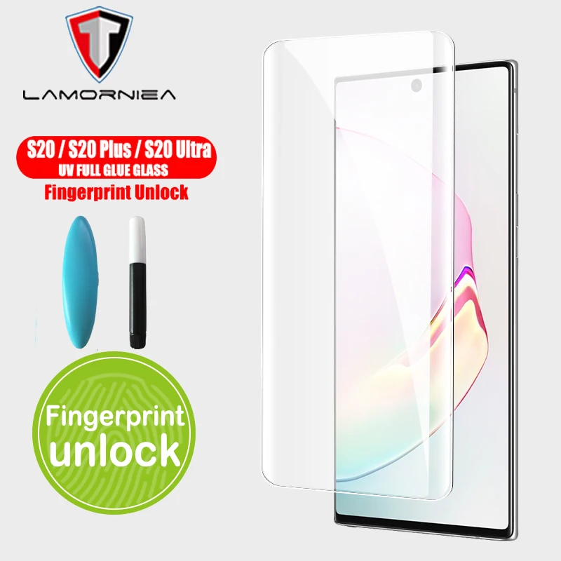 100D УФ полное клеевое закаленное стекло для Samsung Galaxy S20 S10 Plus Note 10 8 9 Ultra 5G UV Защитная