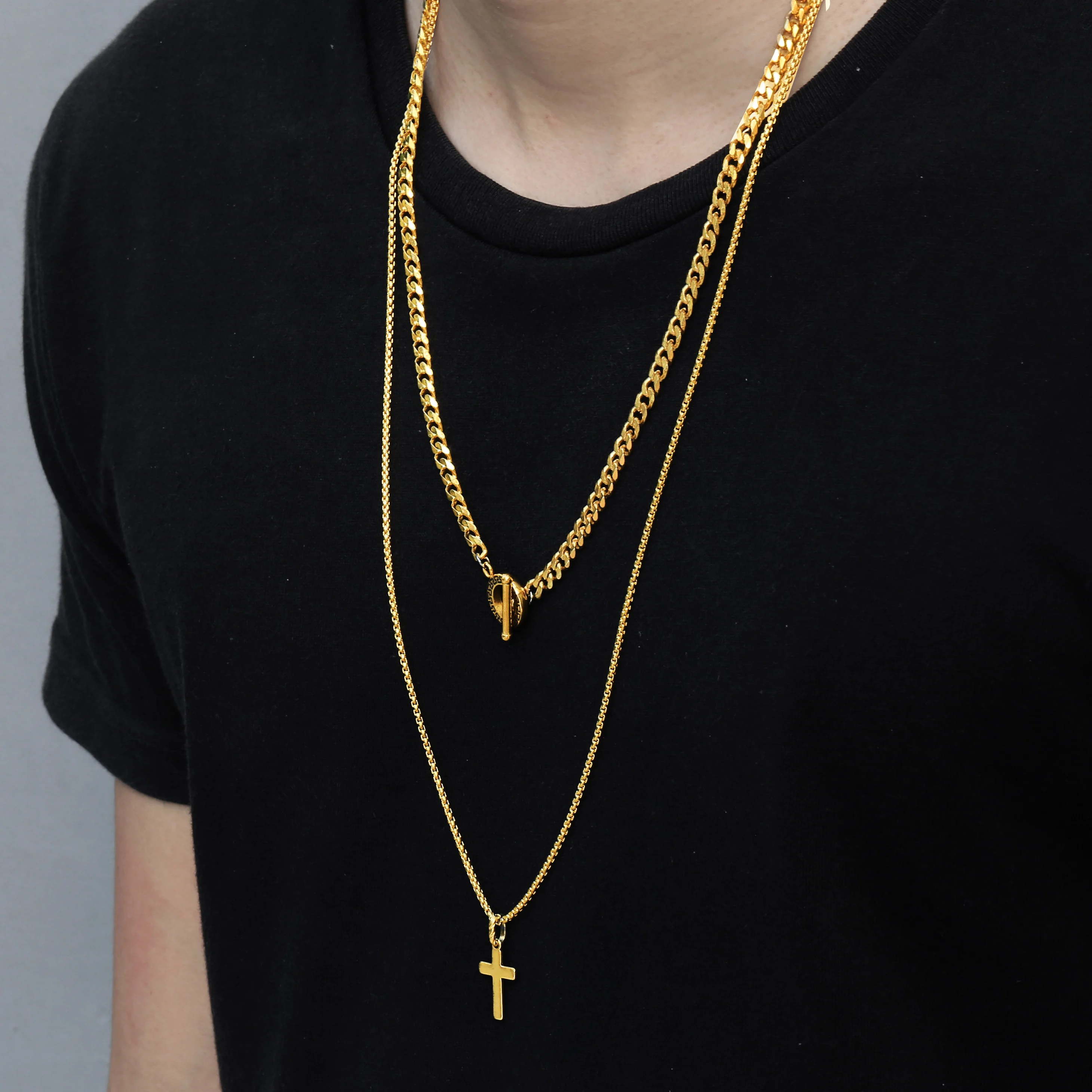 2 шт./компл. панк крутая коробка цепочка крест распятие подвеска ожерелье для