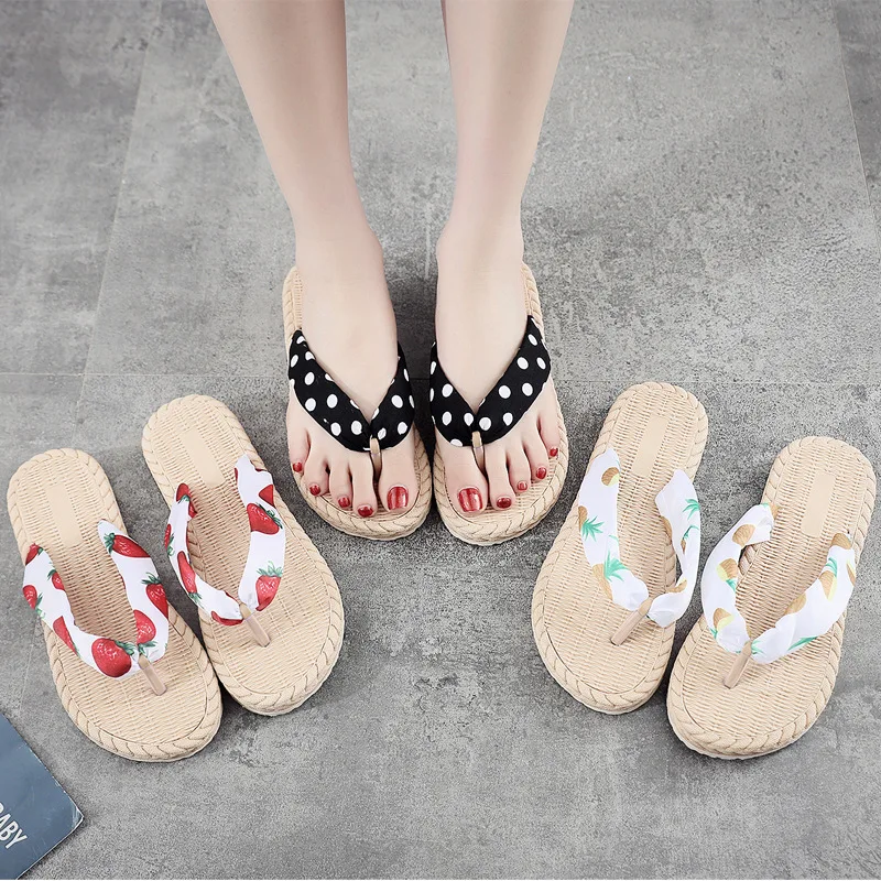 

Women Slippers Summer Beach Shoes Non-slip Soft Comfort Hemp Bottom Flats Flip Flops Female Ladies zapatillas de mujer