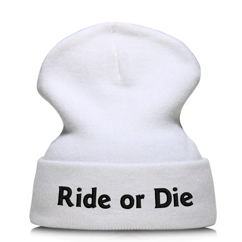 Beanie шляпа Skullie шапка, вязаная шапка-носок зима-осень вышивка в стиле панк Для мужчин Для женщин подростков уличных танцев забавные хип-хоп по индивидуальному заказу-ездить или умереть