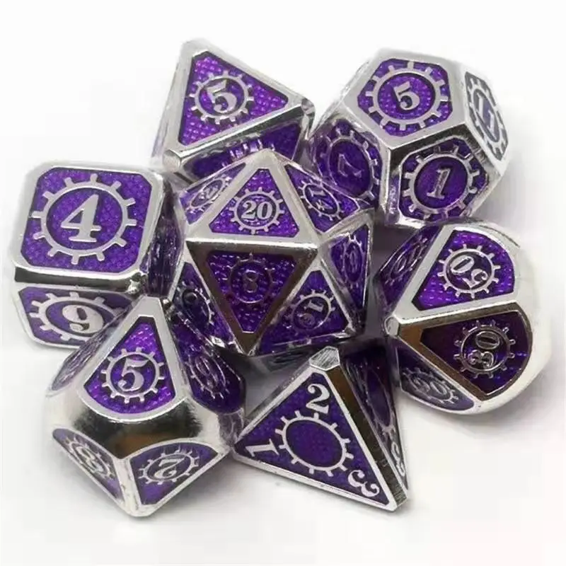 

New Metal Dice 7pcs/set RPG Dice Board Game Magic Props D4 D6 D8 D10 D12 D20 Entertainment Toy My07 21 Dropship