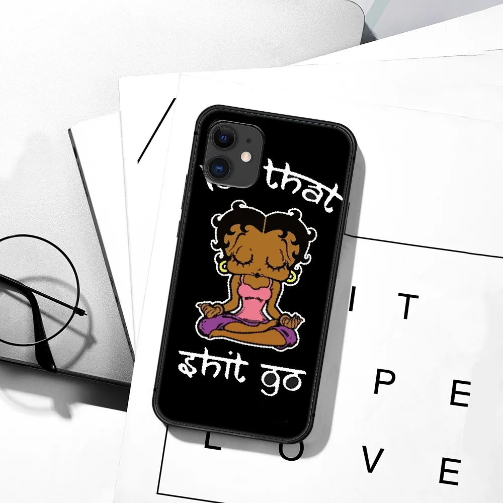 

cartoon Betty Boop Sexy Phone Case For iPhone 5 5S SE 2020 6 6S 7 8 Plus 11 12 Mini X XS XR Pro Max black Cell Luxury Bumper