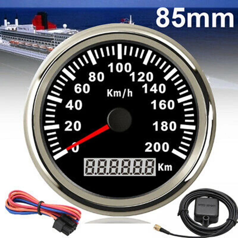 

GPS Спидометр 85 мм 200 км/ч 9-32 В с красной подсветкой одометр подходит для всех видов автомобилей