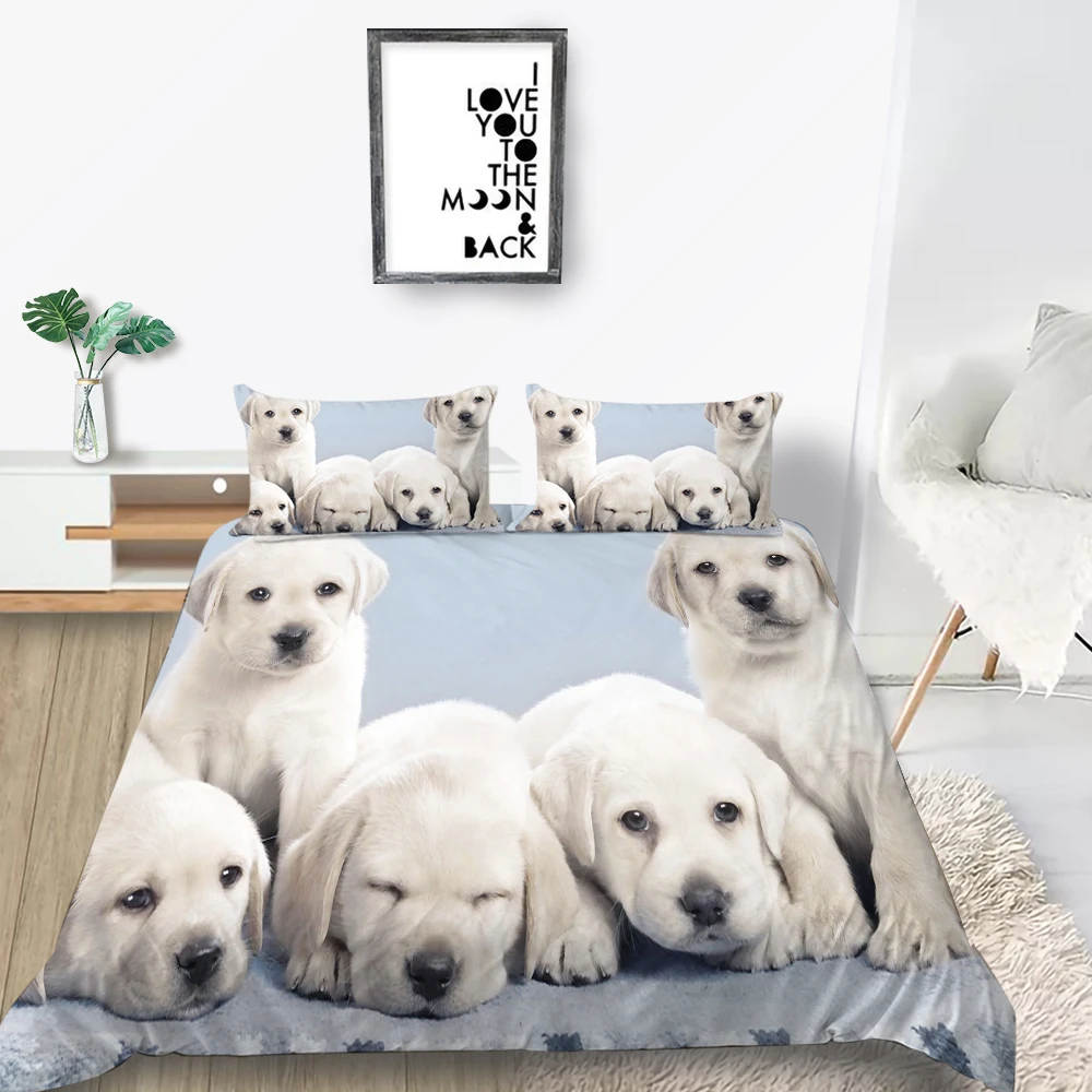 

Cute Puppies Bedding Set 3D Print Fashion Lovely Duvet Cover Dog King Queen Twin Full Single Double Unique Design Bed Set