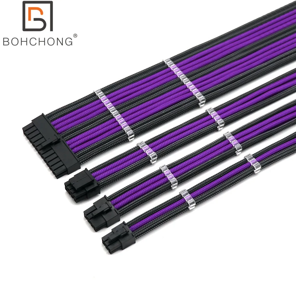 Базовый комплект удлинительных кабелей 4 мм PET 1 шт. 24Pin ATX 8 контактный процессор +