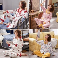 maternity nightgown cotton nursing pajamas sets nursing top and pant set long sleeve sleep dress women pregnancy nightwear