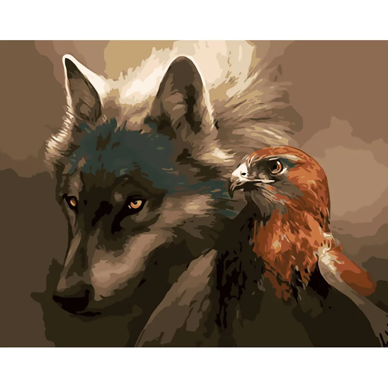 

DIY digital painting picture wolf hand-painted oil painting gift canvas painting and digital home decoration