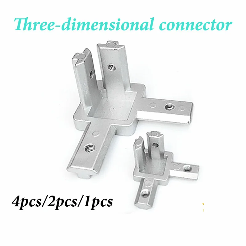 4/2pcs Aluminum Three-dimensional Right-angled End Corner Connectors Bracket Match Use Profile with screws 2020 3030 40 - купить по