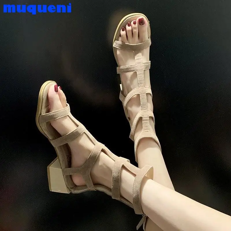 

Женские босоножки на молнии, летние повседневные босоножки на высоком толстом каблуке, офисная обувь, размеры 34-43