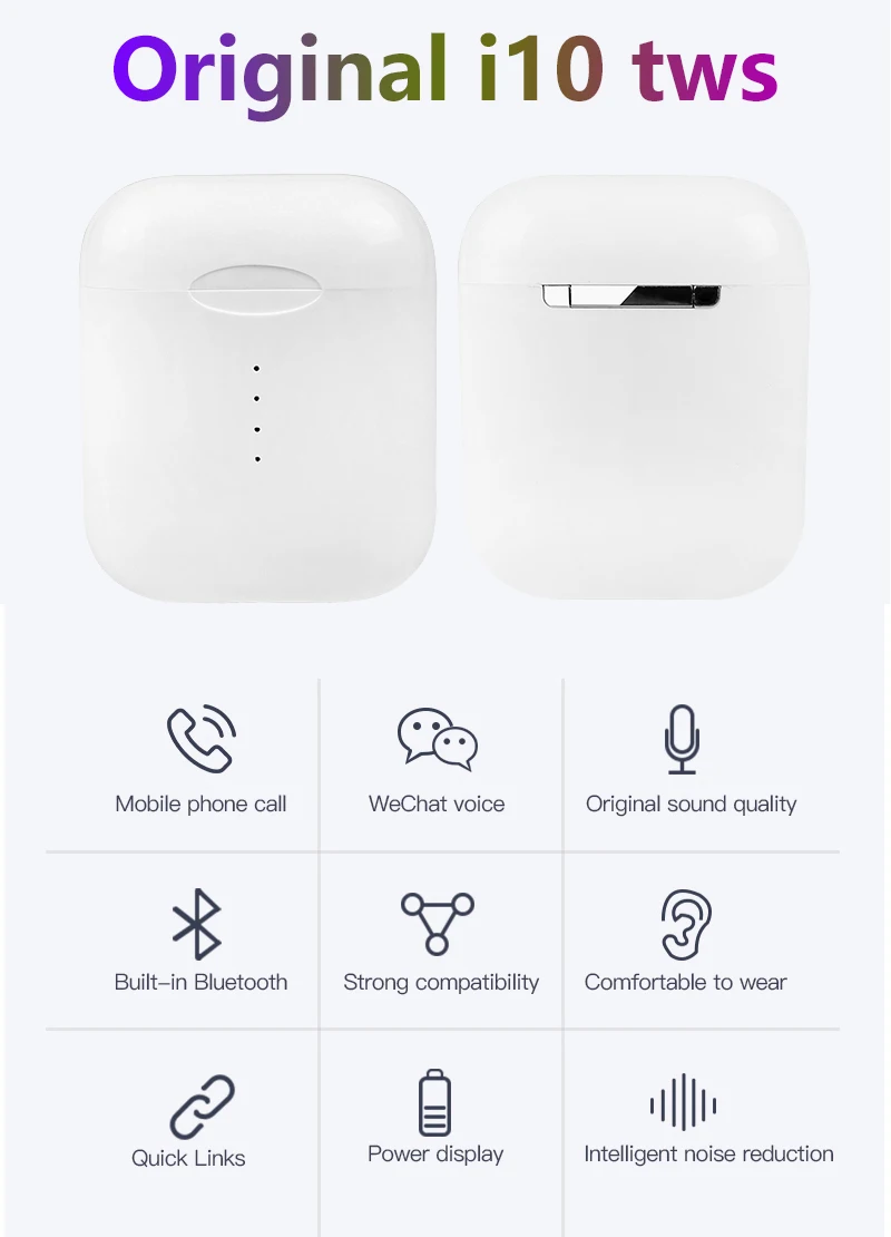 Оригинальные наушники i10 TWS Bluetooth 5.0 с сенсорным управлением беспроводные Bluetooth наушники спортивные наушники беспроводные гарнитуры для телефона
