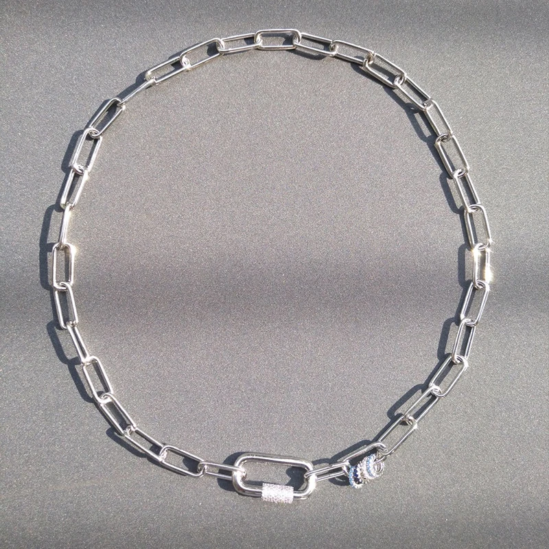 

s925 sterling silver new platinum round love chain necklace women's interlocking love fashion simple Moroccan jewelry