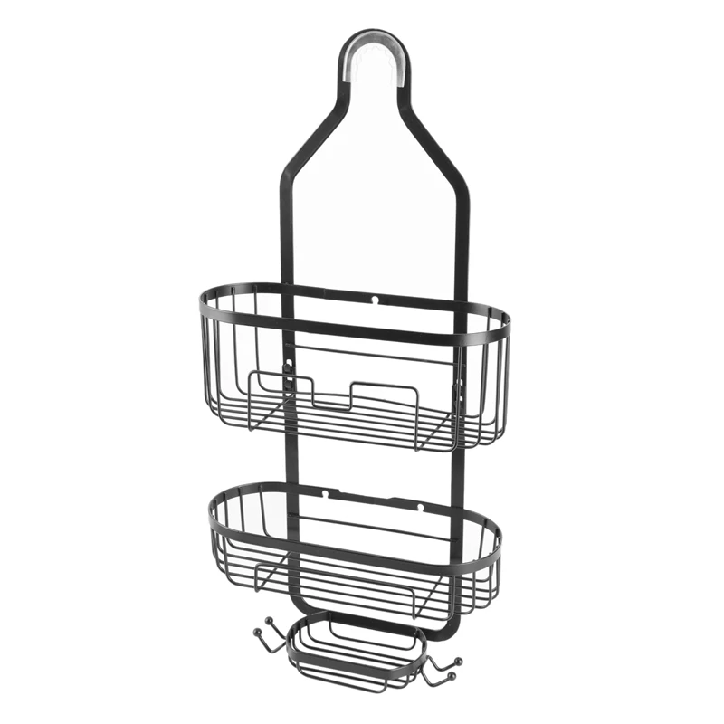 

Bathroom Hanging Shower Organizer, over Head Shower Caddy Basket with Hooks for Razor and Sponge