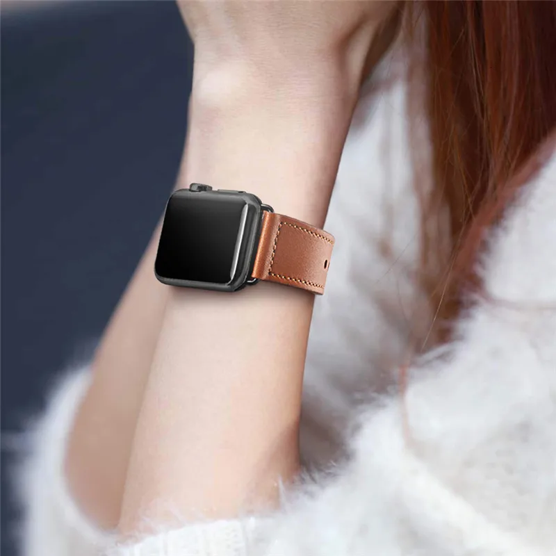 44 мм 40 мм 38 мм 42 мм кожаный ремешок для Apple Watch петля для Iwatch ремень модный браслет аксессуар